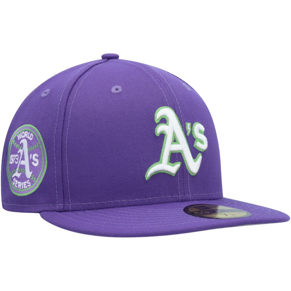 Athletics Lime Side Patch 59FIFTY Fitted Hat Purple