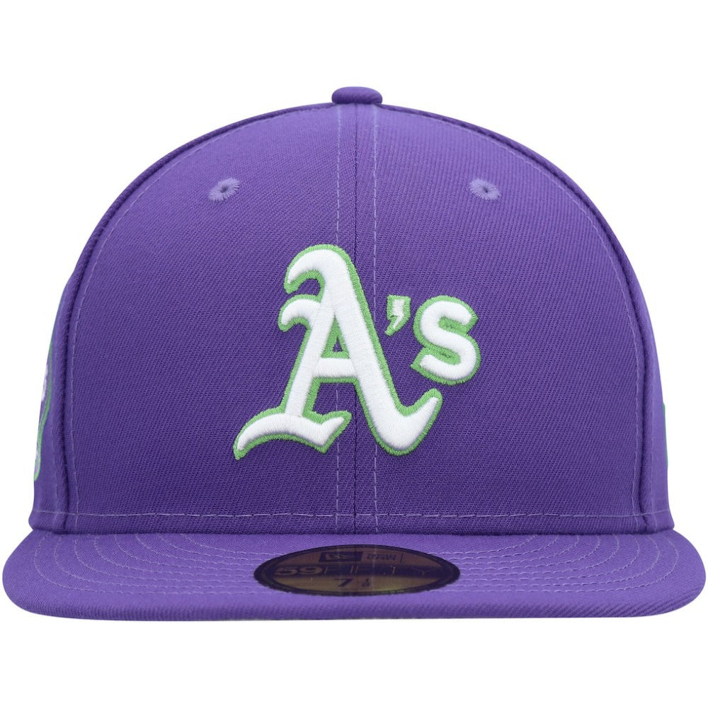 Athletics Lime Side Patch 59FIFTY Fitted Hat Purple