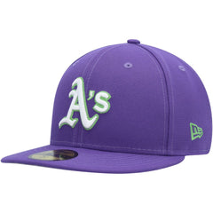 Athletics Lime Side Patch 59FIFTY Fitted Hat Purple