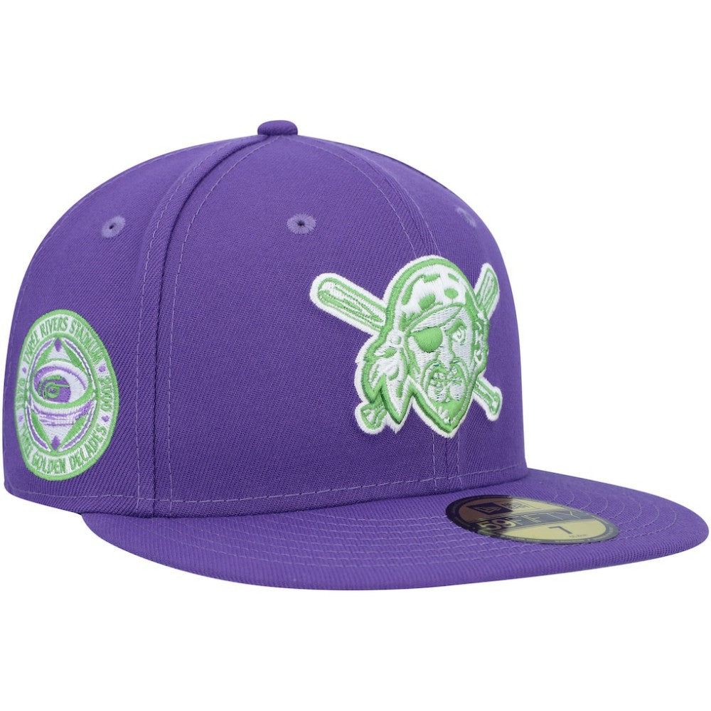 Pittsburgh Pirates Lime Side Patch 59FIFTY Fitted Hat Purple