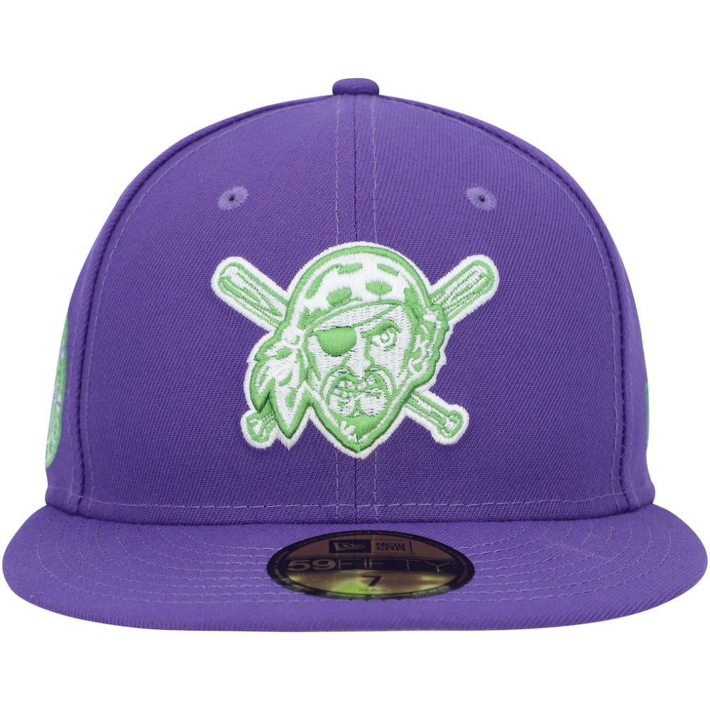 Pittsburgh Pirates Lime Side Patch 59FIFTY Fitted Hat Purple