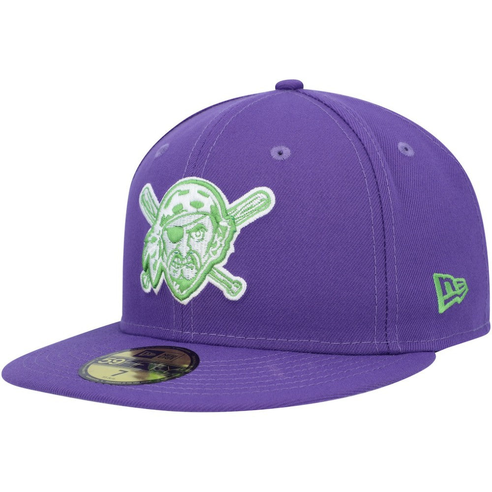 Pittsburgh Pirates Lime Side Patch 59FIFTY Fitted Hat Purple