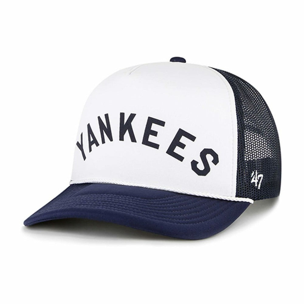 New York Yankees Foam Front Script Trucker Snapback Hat White