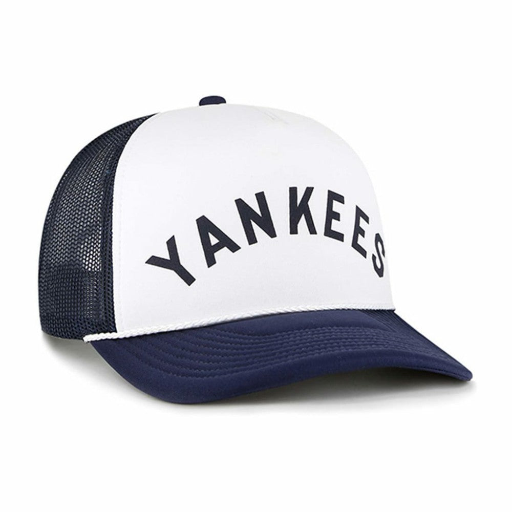 New York Yankees Foam Front Script Trucker Snapback Hat White