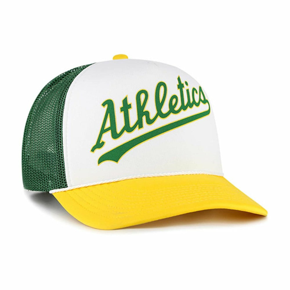 Athletics Foam Front Script Trucker Snapback Hat White