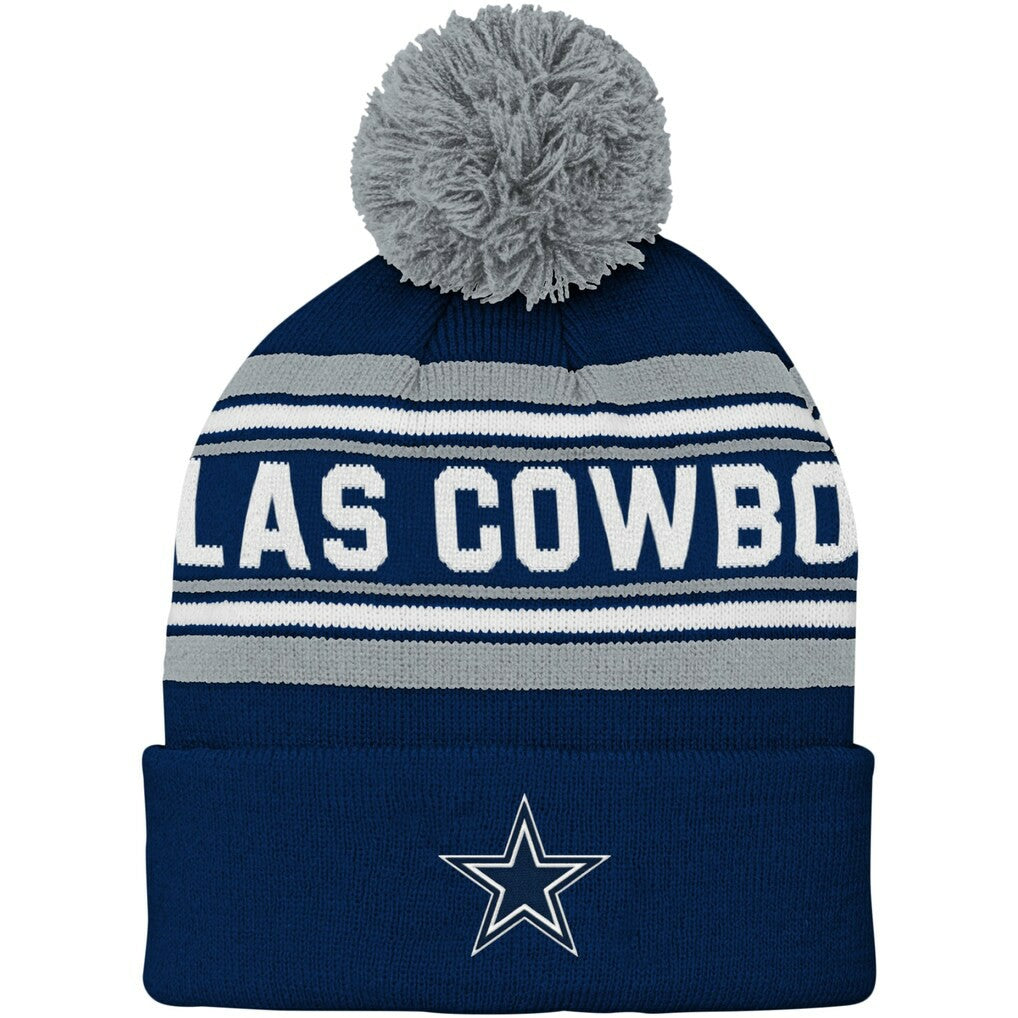 Dallas Cowboys Youth Jacquard Cuffed Knit Hat with Pom - Navy cheap