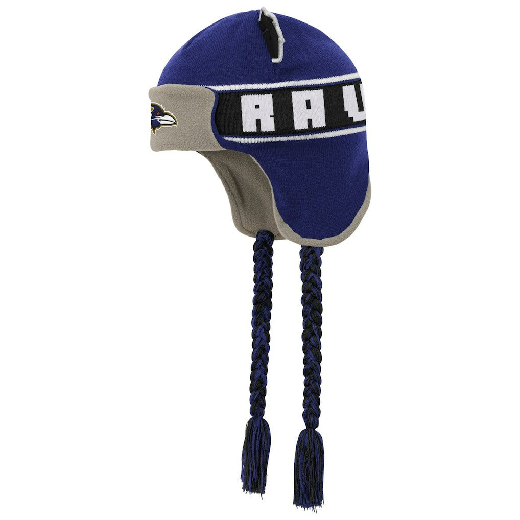 Baltimore Ravens Youth Wordmark Ears Trooper Knit Hat - Purple for sale