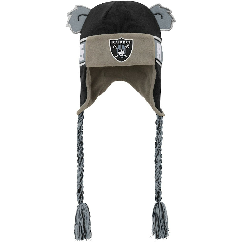 Las Vegas Raiders Youth Wordmark Ears Trooper Knit Hat - Black for sale