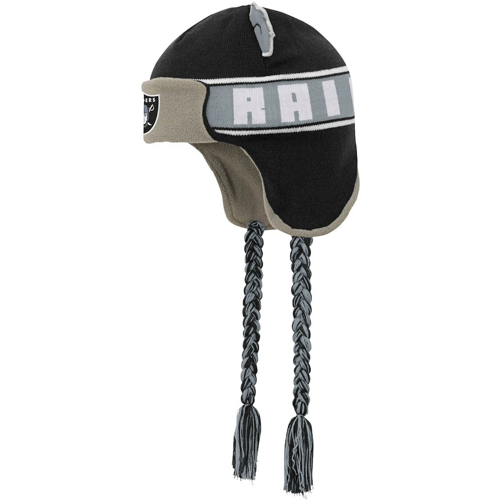 Las Vegas Raiders Youth Wordmark Ears Trooper Knit Hat - Black for sale