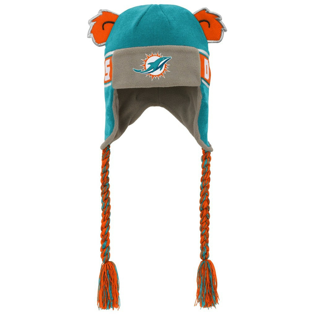 Miami Dolphins Youth Wordmark Ears Trooper Knit Hat - Aqua discount