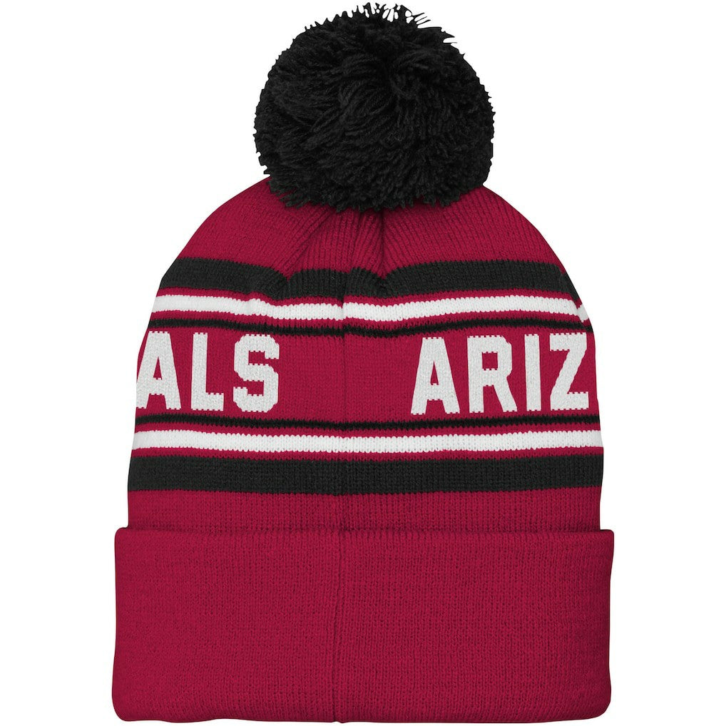 Arizona Cardinals Youth Jacquard Cuffed Knit Hat with Pom - Cardinal for sale