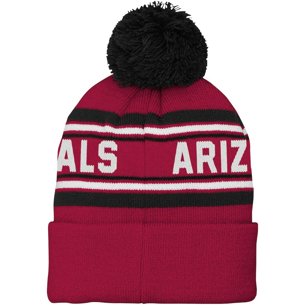 Arizona Cardinals Youth Jacquard Cuffed Knit Hat with Pom - Cardinal for sale