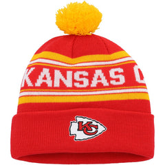 Kansas City Chiefs Youth Jacquard Cuffed Knit Hat with Pom - Red on sale