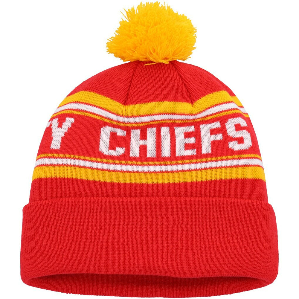 Kansas City Chiefs Youth Jacquard Cuffed Knit Hat with Pom - Red on sale