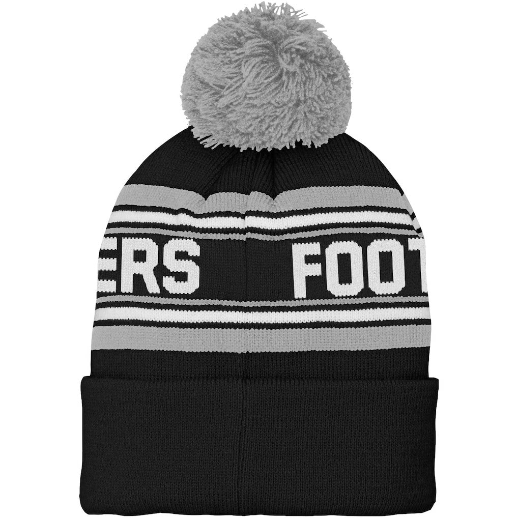 Las Vegas Raiders Youth Jacquard Cuffed Knit Hat with Pom - Black sale