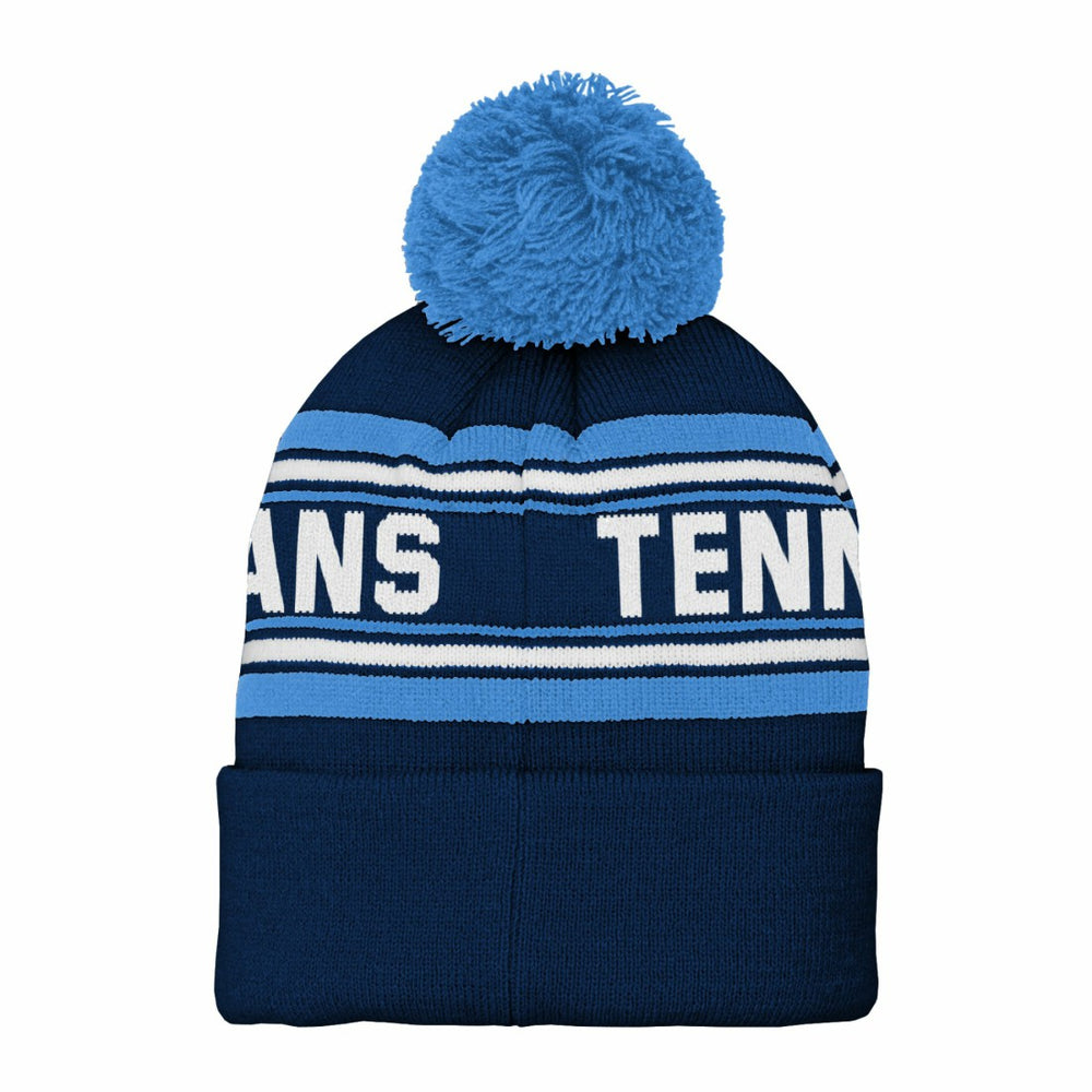 Tennessee Titans Youth Jacquard Cuffed Knit Hat with Pom - Navy online