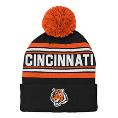 Cincinnati Bengals Preschool Jacquard Cuffed Knit Hat with Pom - Black for sale