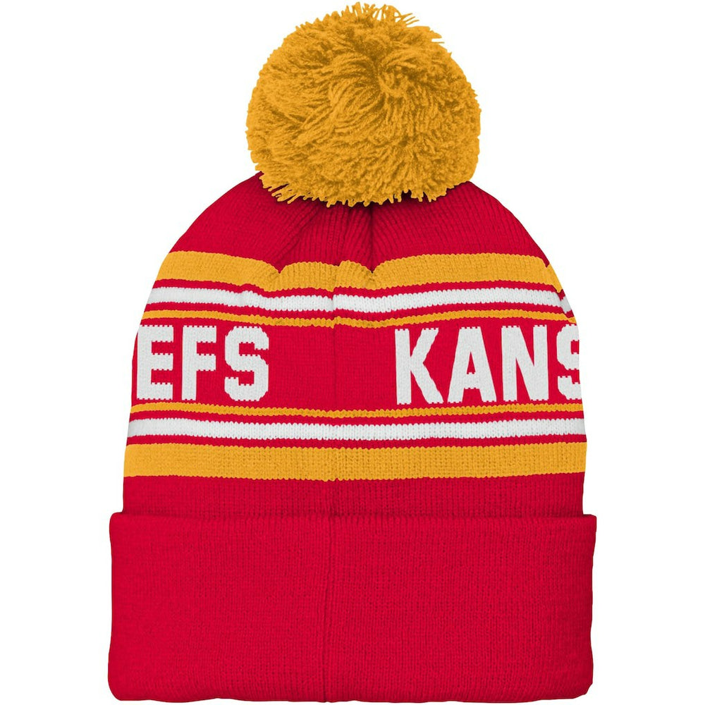 Kansas City Chiefs Preschool Jacquard Cuffed Knit Hat with Pom - Red for sale