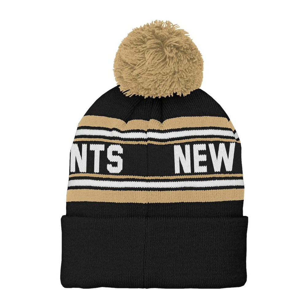 New Orleans Saints Preschool Jacquard Cuffed Knit Hat with Pom - Black online