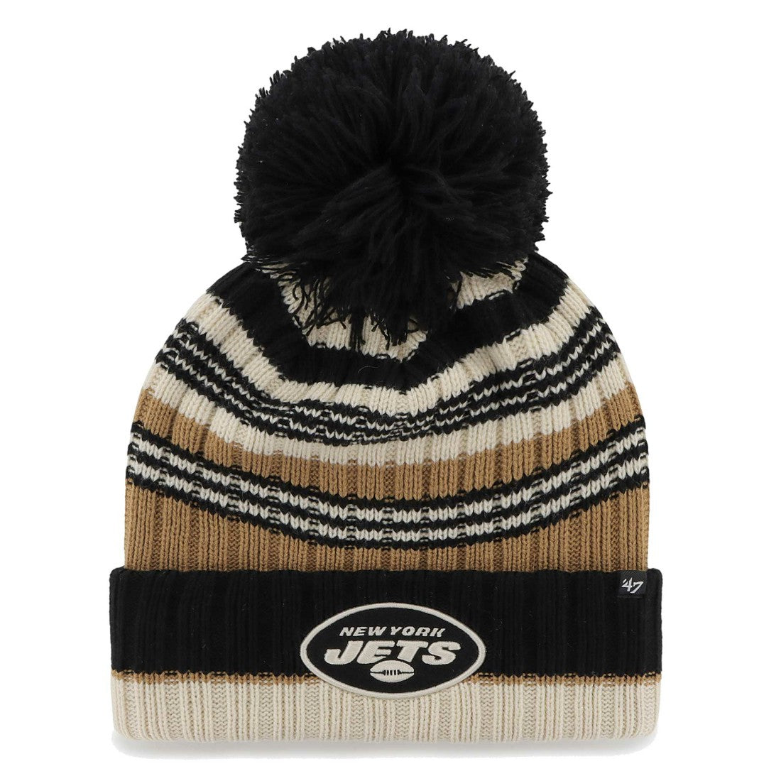 New York Jets '47 Women's Barista Cuffed Knit Hat with Pom - Natural for sale