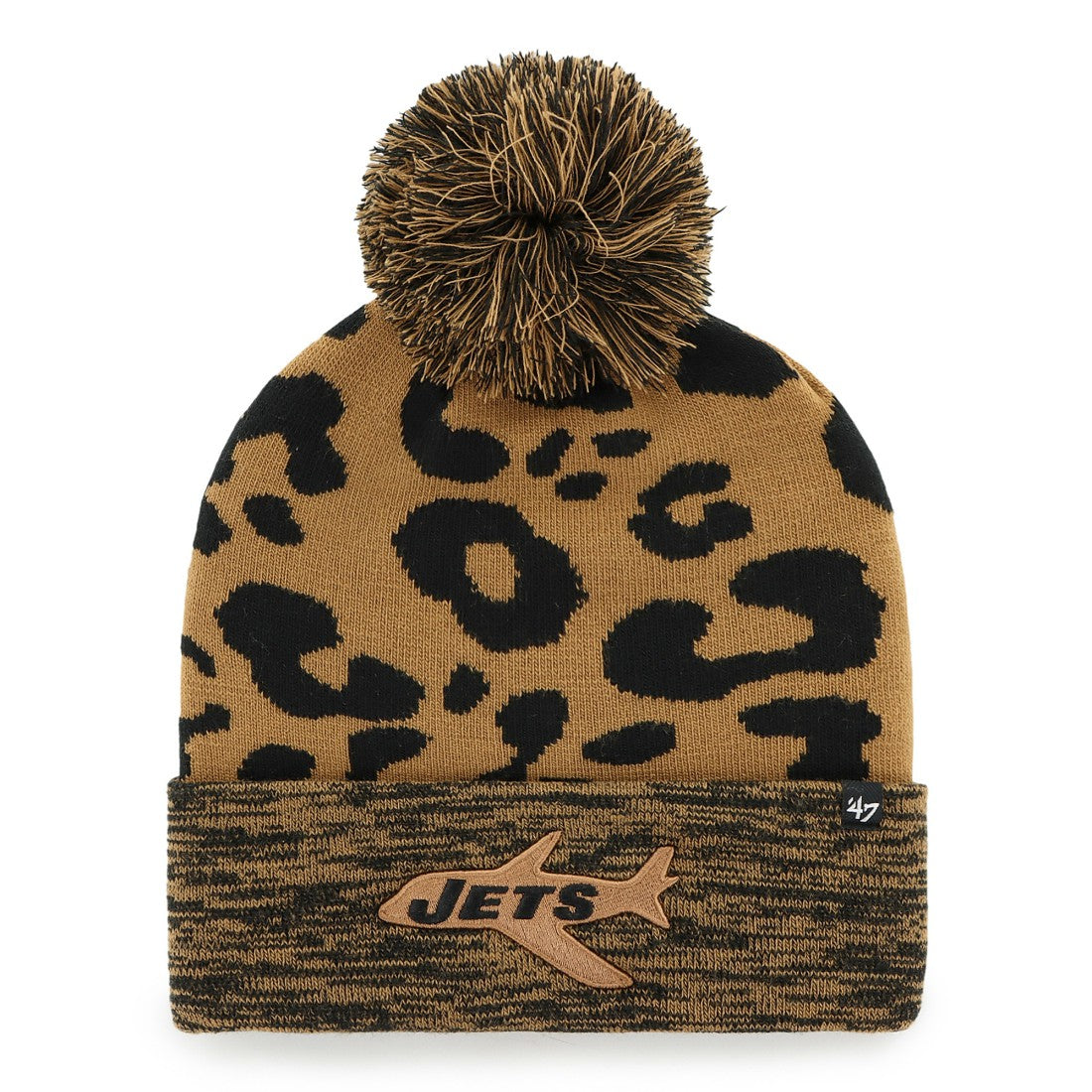 New York Jets '47 Women's Rosette Cuffed Knit Hat with Pom - Brown on sale