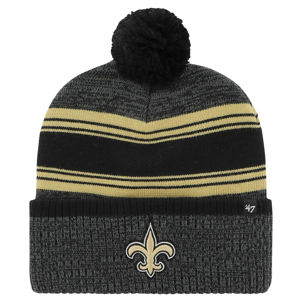 New Orleans Saints '47 Fadeout Cuffed Knit Hat with Pom - Black cheap