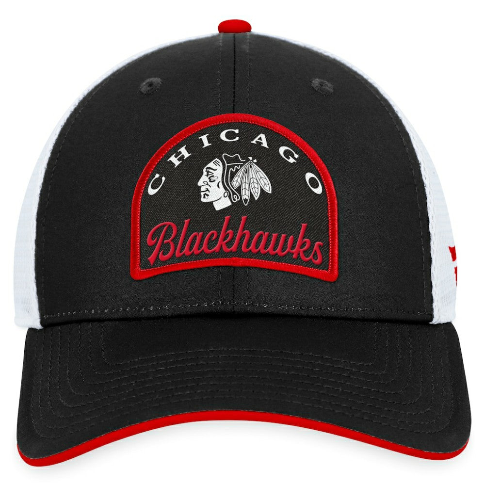 Chicago Blackhawks Fanatics Fundamental Adjustable Hat - Black/White Hats