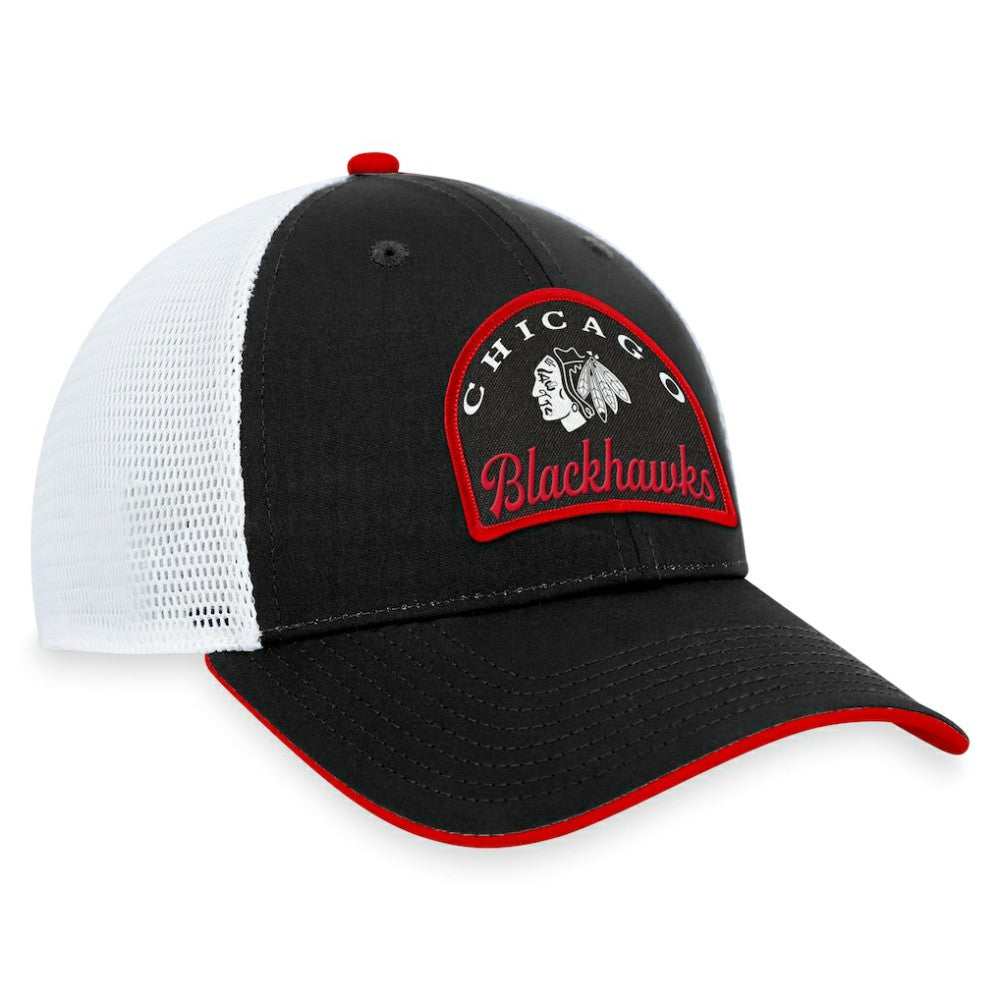 Chicago Blackhawks Fanatics Fundamental Adjustable Hat - Black/White Hats