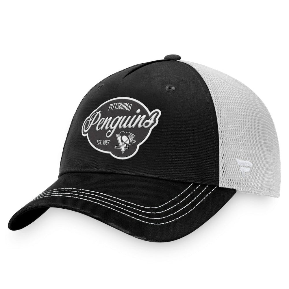 Pittsburgh Penguins Fanatics Women's Fundamental Trucker Adjustable Hat - Black/White Hats