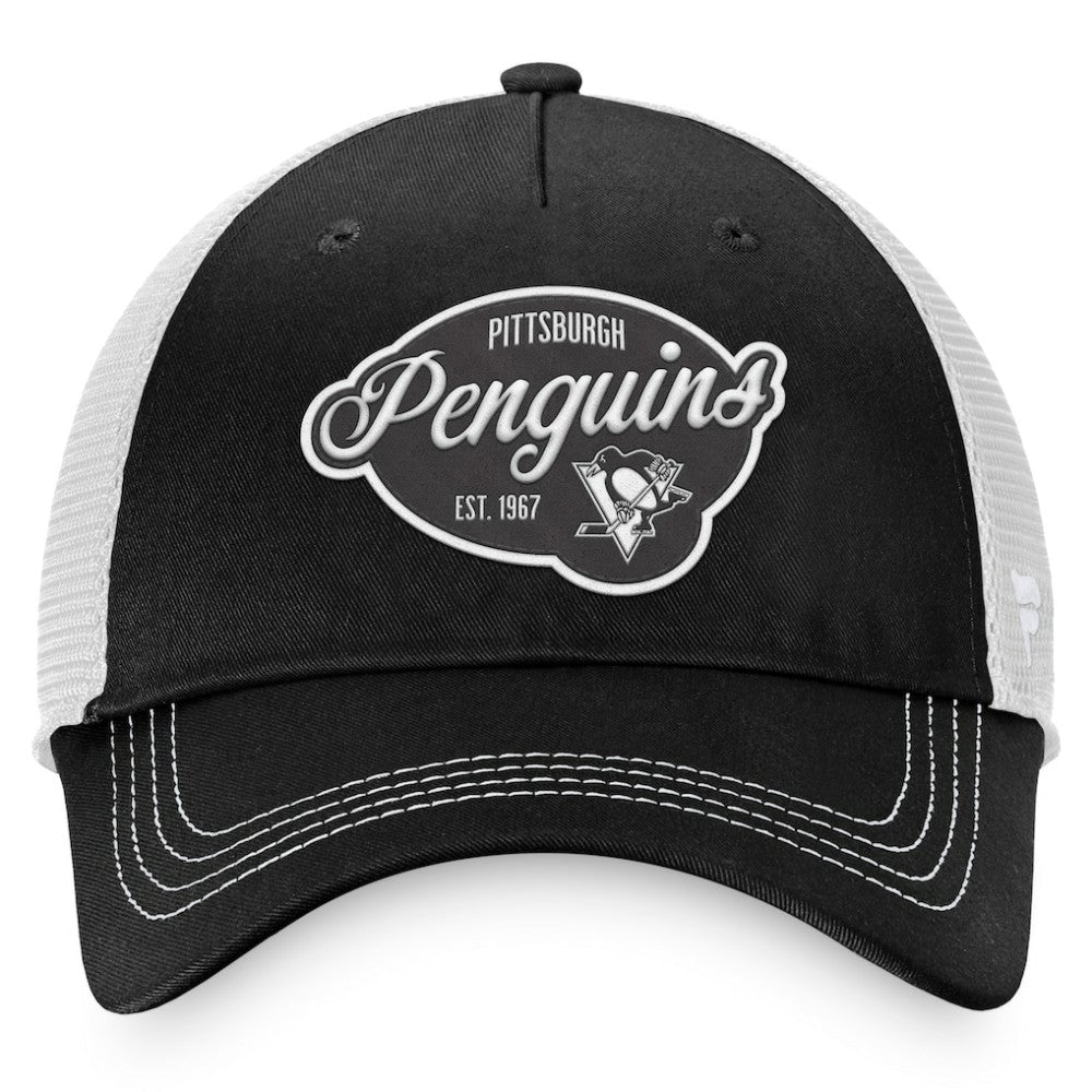 Pittsburgh Penguins Fanatics Women's Fundamental Trucker Adjustable Hat - Black/White Hats