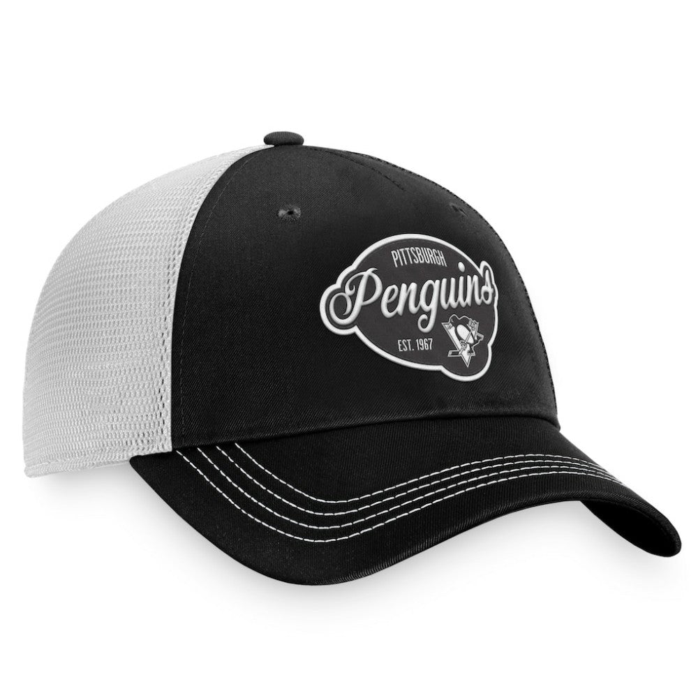 Pittsburgh Penguins Fanatics Women's Fundamental Trucker Adjustable Hat - Black/White Hats