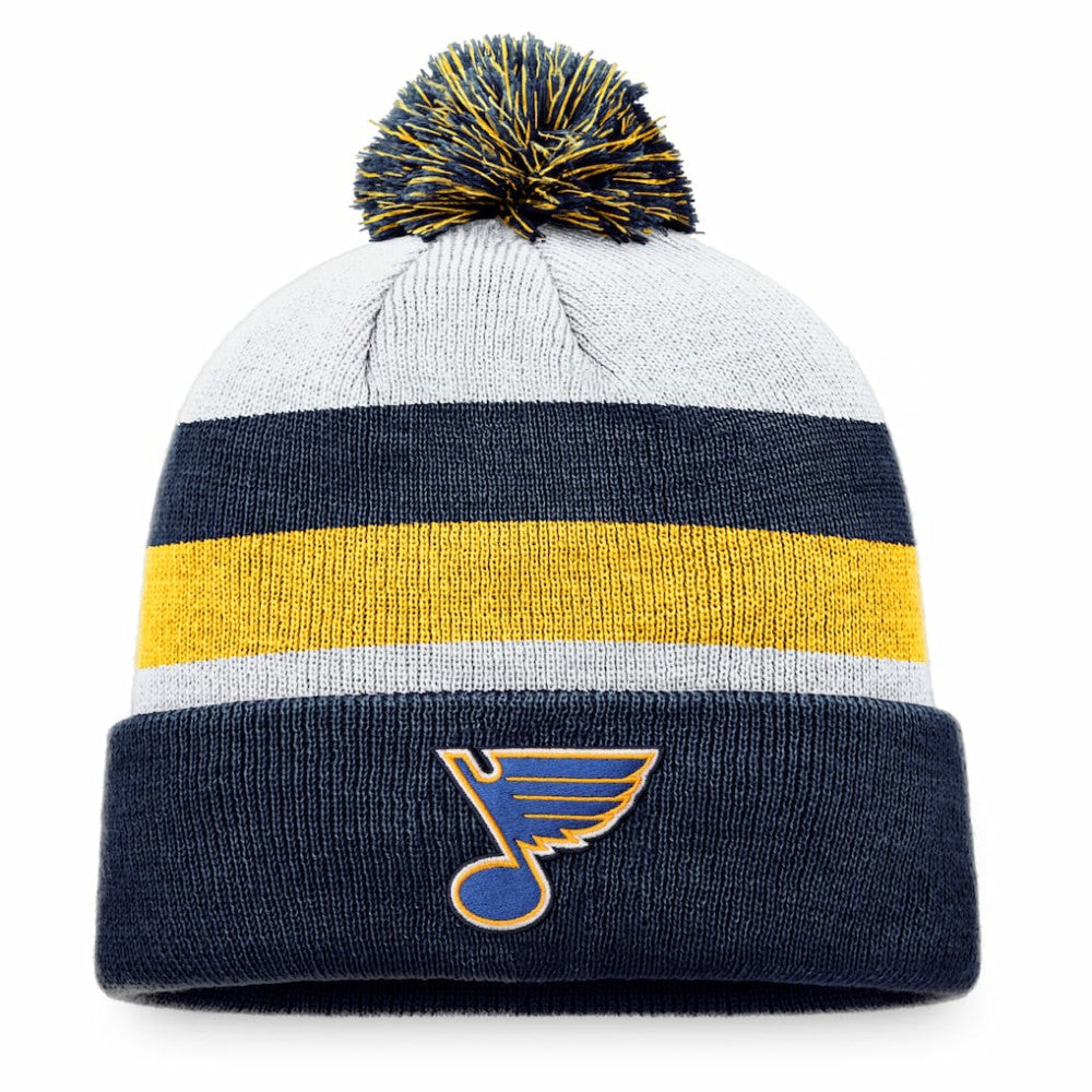 St. Louis Blues Fanatics Fundamental Cuffed Knit Hat with Pom - Navy/Gold Hats