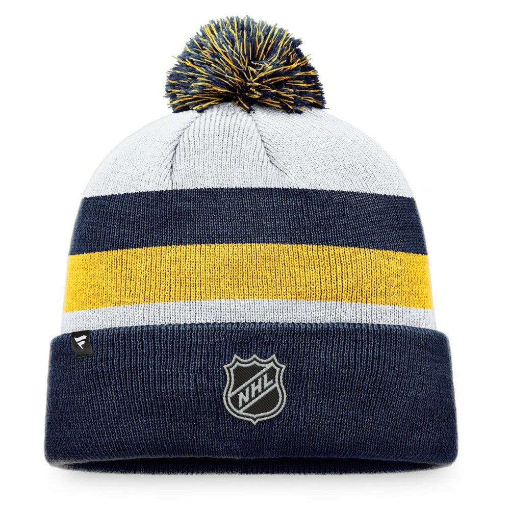 St. Louis Blues Fanatics Fundamental Cuffed Knit Hat with Pom - Navy/Gold Hats