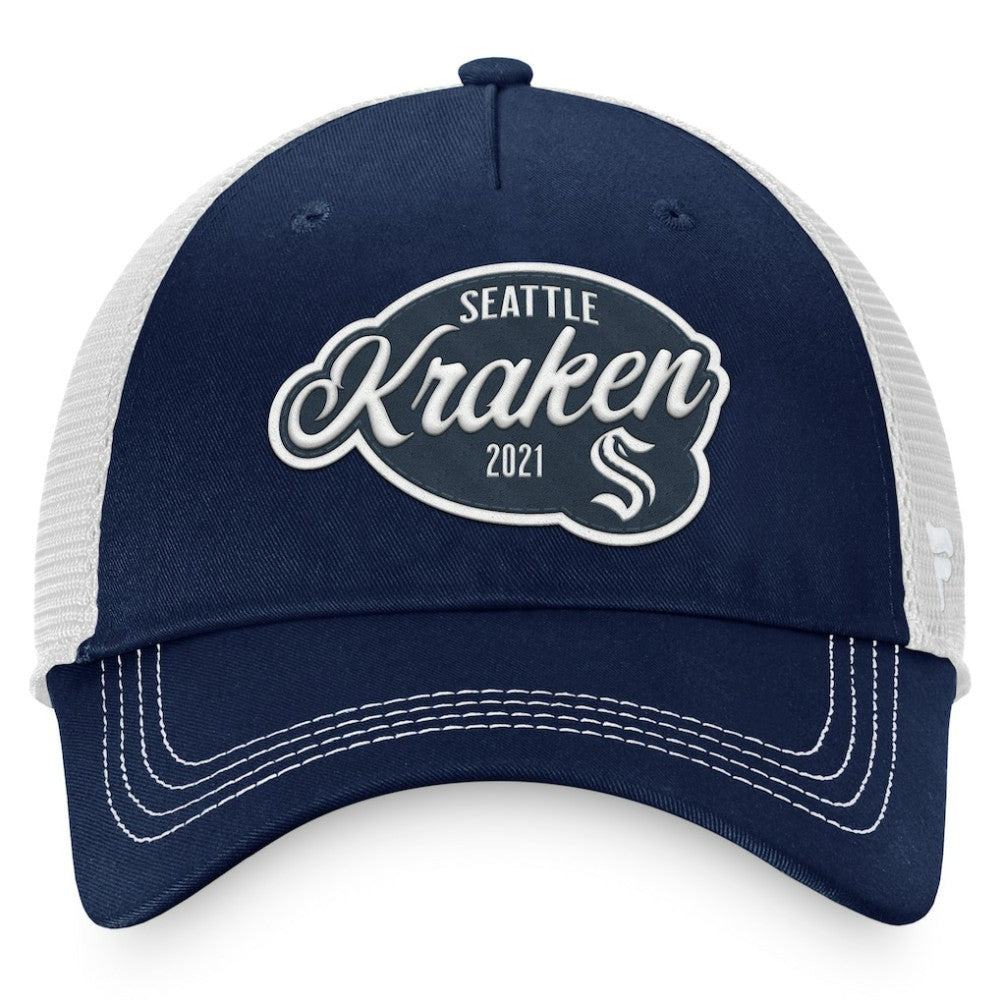 Seattle Kraken Fanatics Women's Fundamental Trucker Adjustable Hat - Deep Sea Blue/White Hats