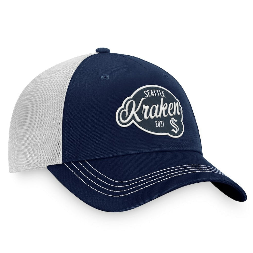 Seattle Kraken Fanatics Women's Fundamental Trucker Adjustable Hat - Deep Sea Blue/White Hats