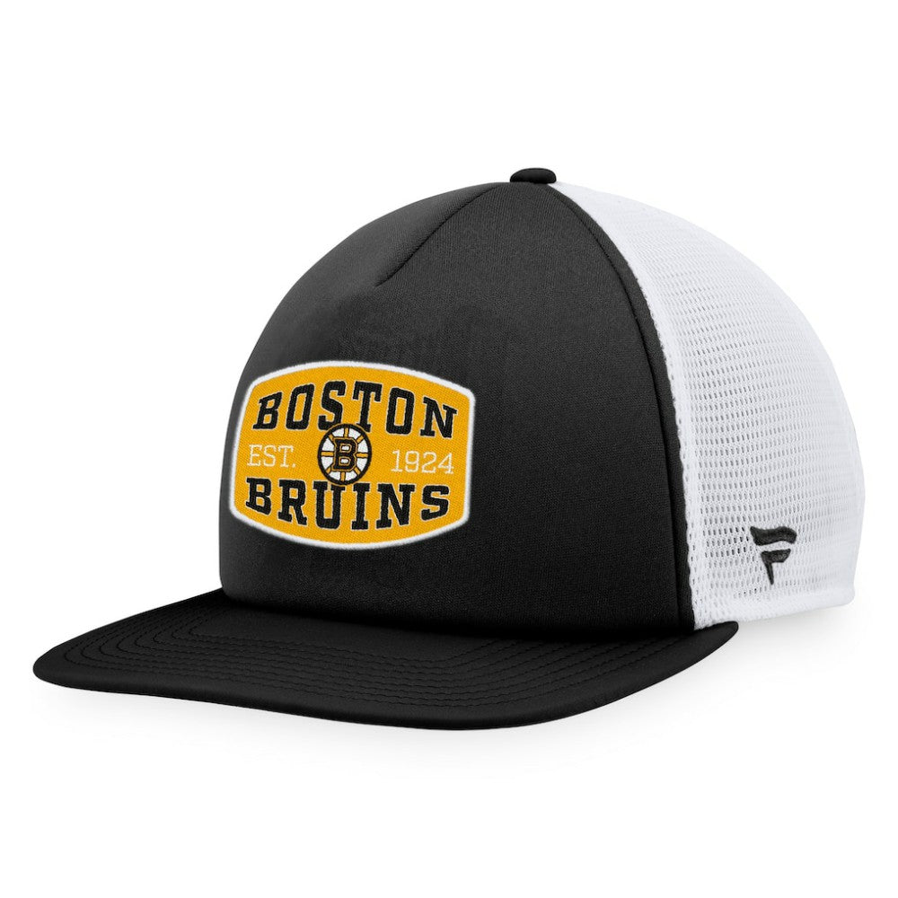 Boston Bruins Fanatics Foam Front Patch Trucker Snapback Hat - Black/White Hats