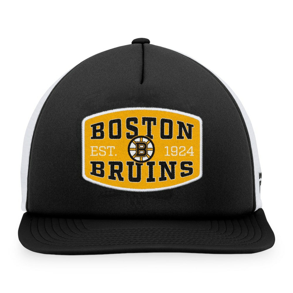 Boston Bruins Fanatics Foam Front Patch Trucker Snapback Hat - Black/White Hats