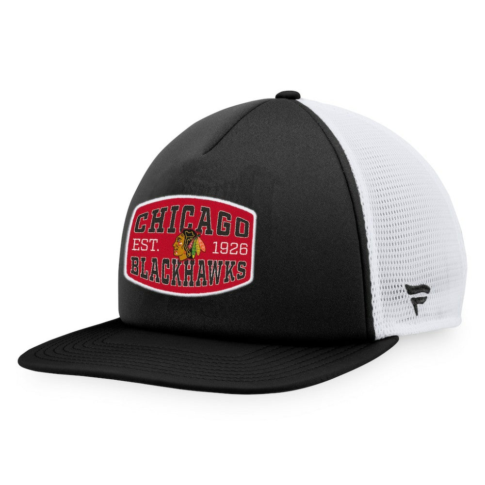 Chicago Blackhawks Fanatics Foam Front Patch Trucker Snapback Hat - Black/White Hats