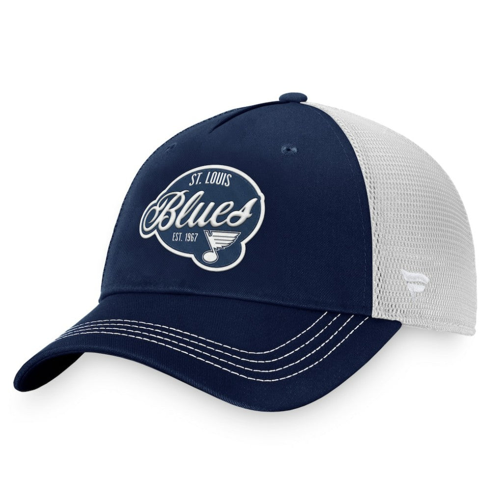 St. Louis Blues Fanatics Women's Fundamental Trucker Adjustable Hat - Navy/White Hats