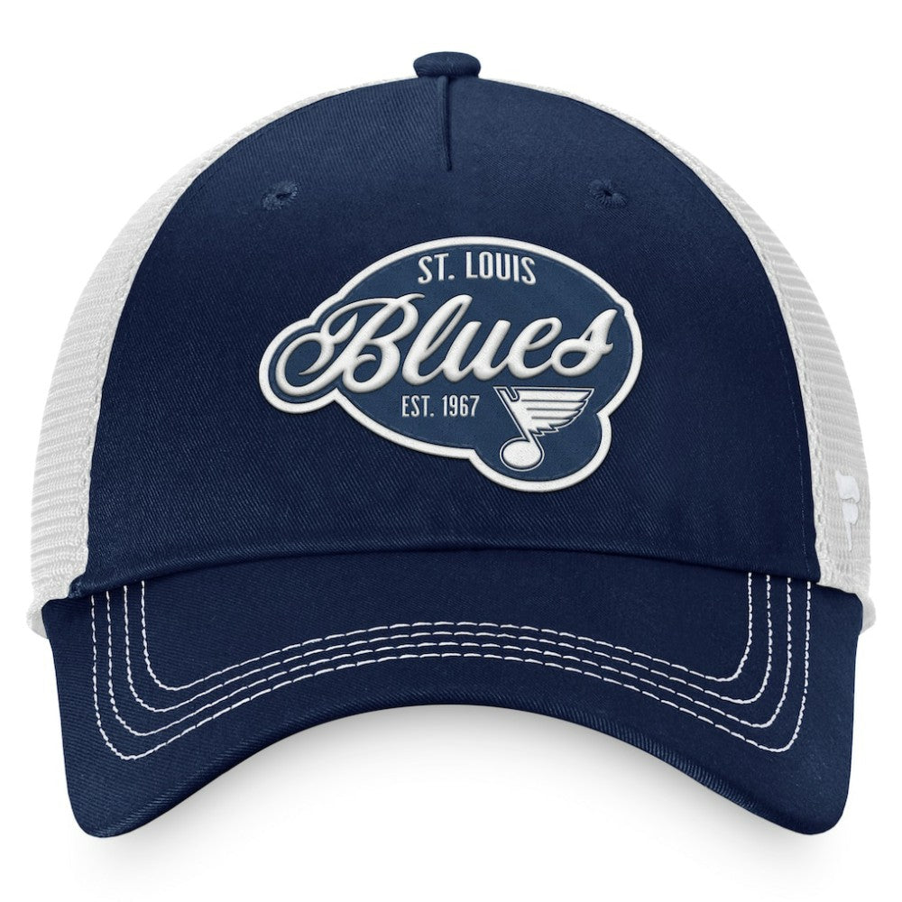 St. Louis Blues Fanatics Women's Fundamental Trucker Adjustable Hat - Navy/White Hats