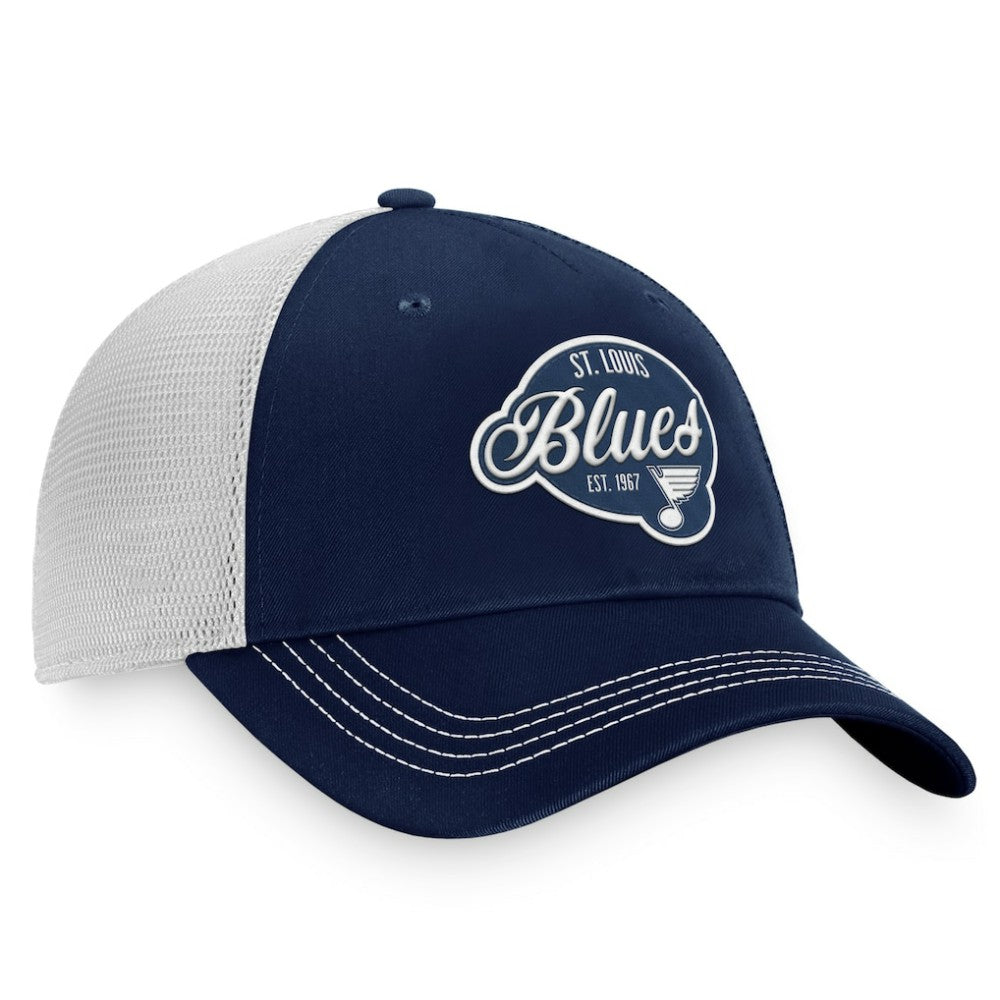 St. Louis Blues Fanatics Women's Fundamental Trucker Adjustable Hat - Navy/White Hats