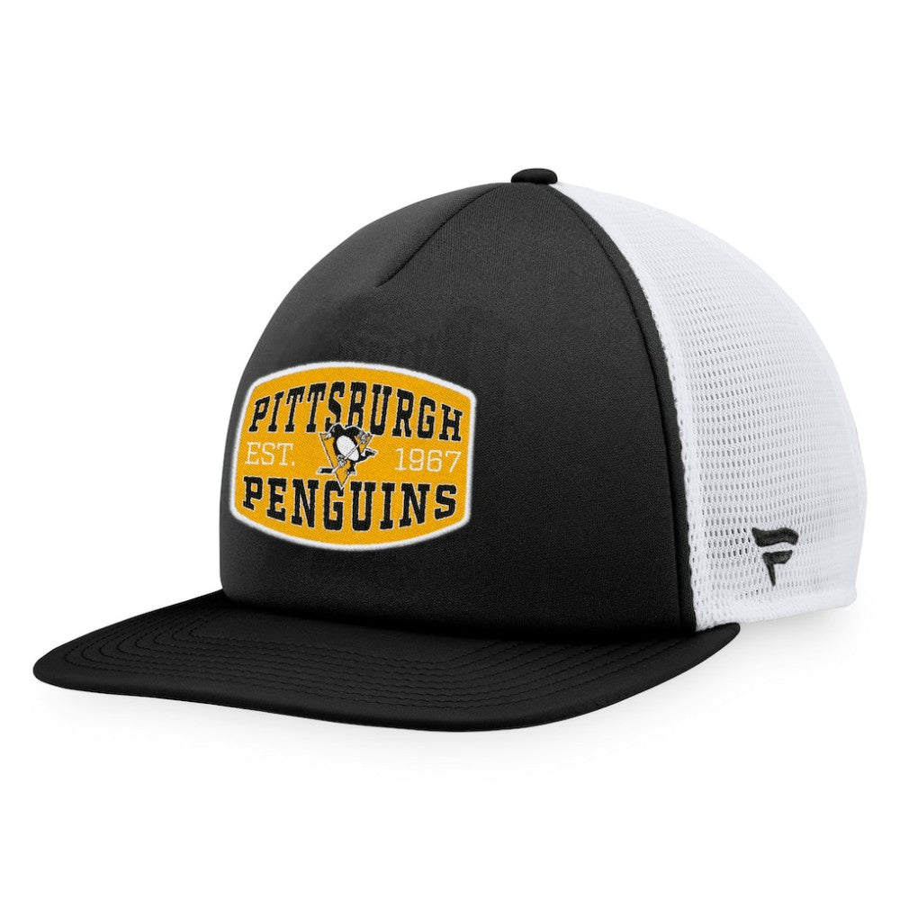 Pittsburgh Penguins Fanatics Foam Front Patch Trucker Snapback Hat - Black/White Hats