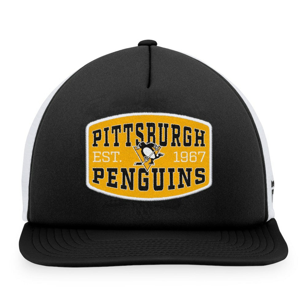 Pittsburgh Penguins Fanatics Foam Front Patch Trucker Snapback Hat - Black/White Hats