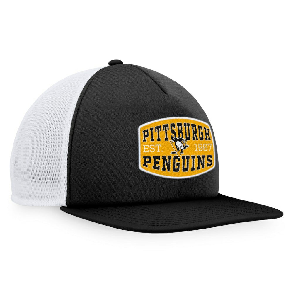 Pittsburgh Penguins Fanatics Foam Front Patch Trucker Snapback Hat - Black/White Hats
