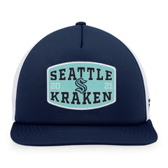 Seattle Kraken Fanatics Foam Front Patch Trucker Snapback Hat - Deep Sea Blue/White Hats