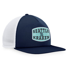 Seattle Kraken Fanatics Foam Front Patch Trucker Snapback Hat - Deep Sea Blue/White Hats