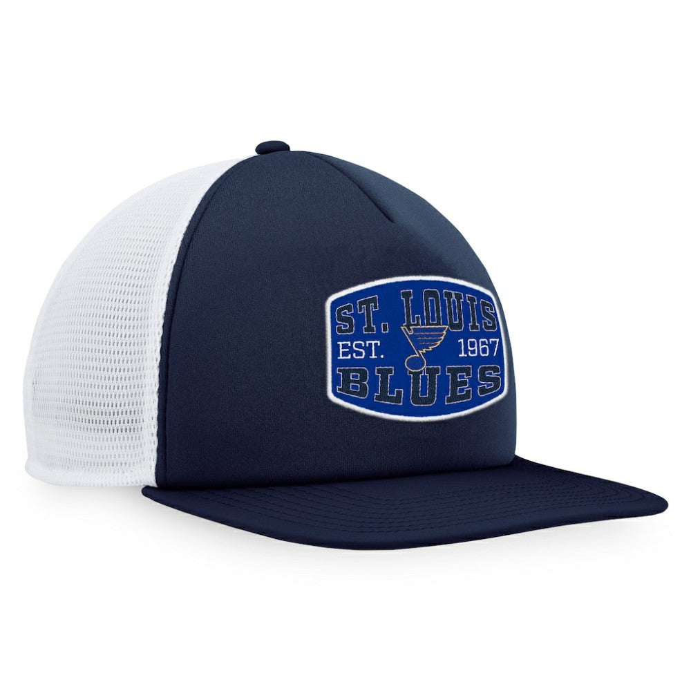 St. Louis Blues Fanatics Foam Front Patch Trucker Snapback Hat - Navy/White Hats