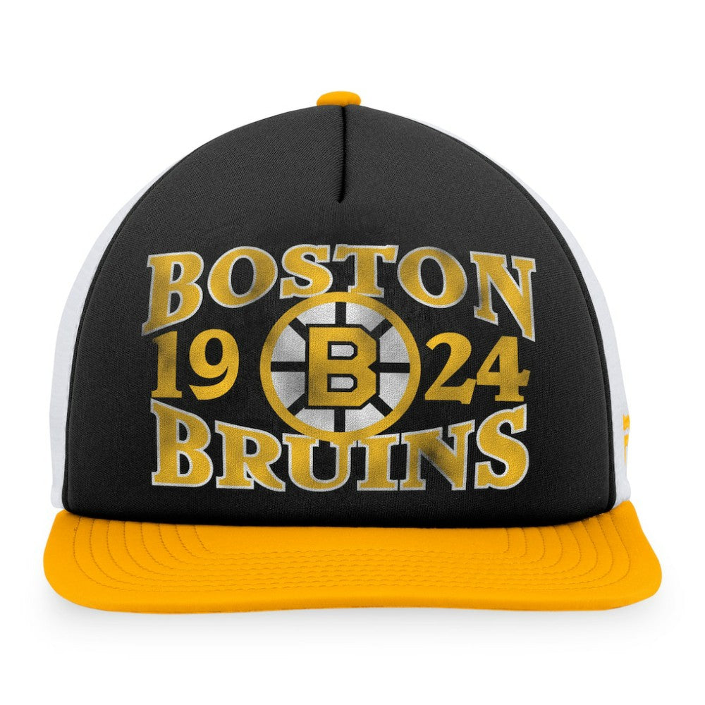 Boston Bruins Fanatics Heritage Vintage Foam Front Trucker Snapback Hat - Black/Gold Hats