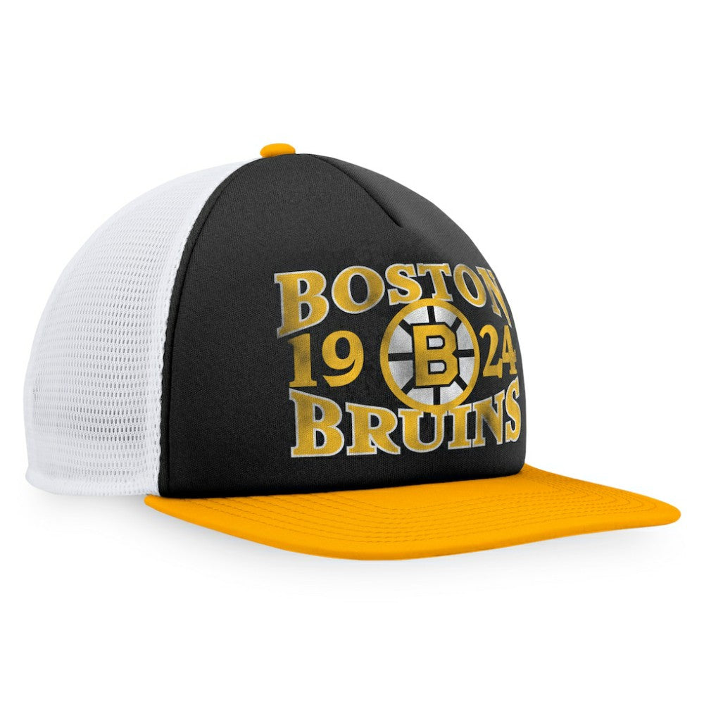 Boston Bruins Fanatics Heritage Vintage Foam Front Trucker Snapback Hat - Black/Gold Hats