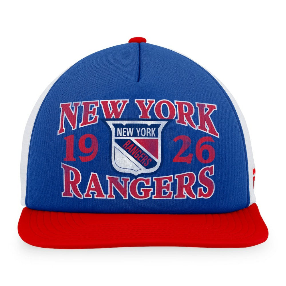New York Rangers Fanatics Heritage Vintage Foam Front Trucker Snapback Hat - Blue/Red Hats